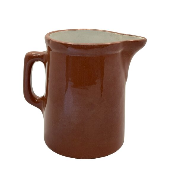 Vintage Weller Pottery Redware Brown Milk Syrup Glazed Pitcher 5.5” Signed - Picture 3 of 8